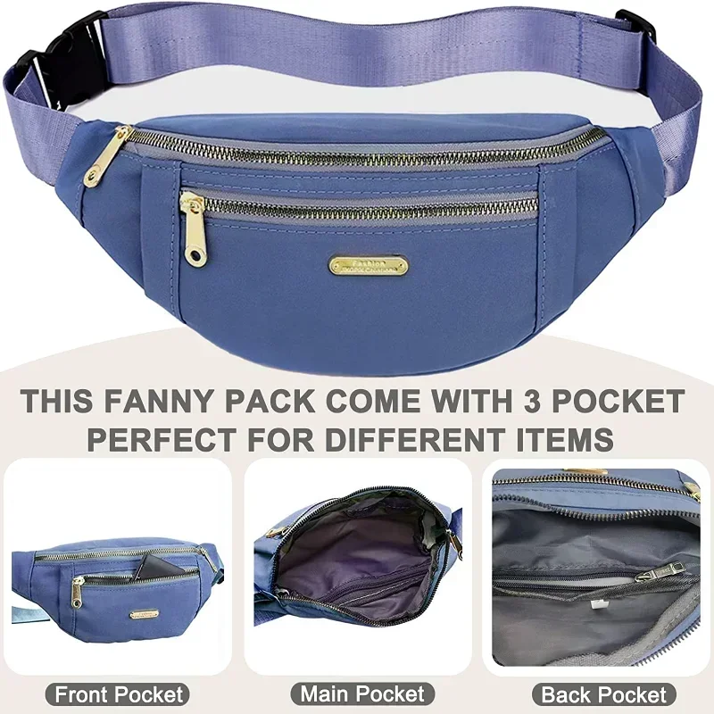 Women Waist Bag Oxford Belt Waist Packs Adjustable Strap Crossbody Bag Casual Shoulder Chest Bag Handbag Messenger