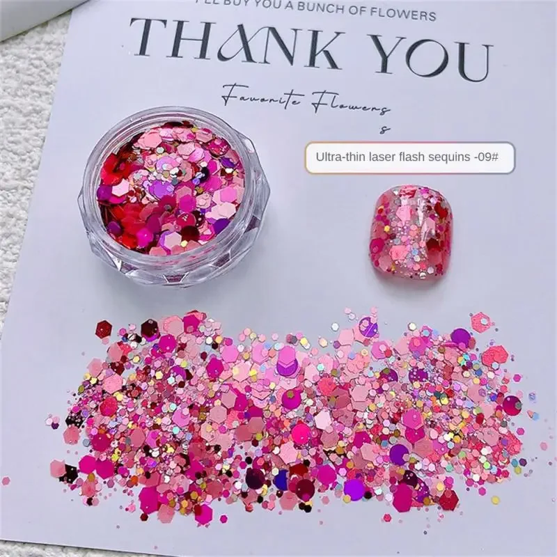 1 กล่องเล็บ 3D Ultrathin สีสันรอบเล็บ Glitter Flakes ขนาดผสม Sparkly Paillette สําหรับเล็บอุปกรณ์เสริมเล็บ