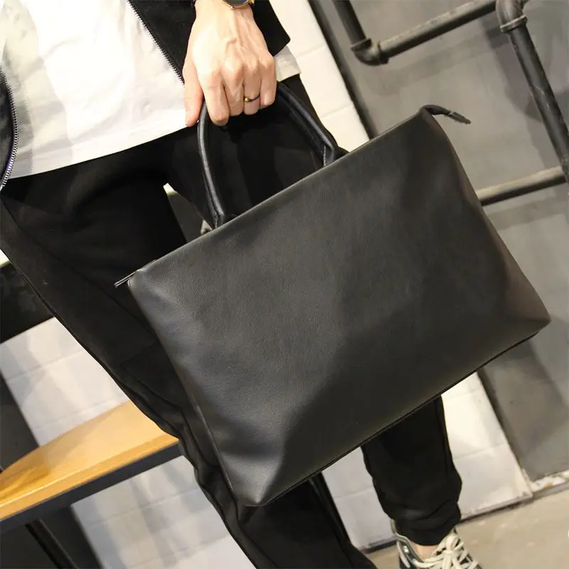 Slip da uomo in pelle PU Business con cerniera borsa di lusso borsa Casual nera per File borsa per Laptop da uomo sottile di moda