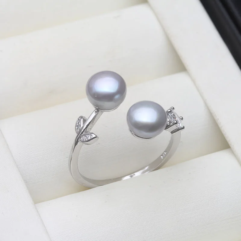 Белые серьги с пресноводным натуральным жемчугом, регулируемые, свадебное маленькое серебряное кольцо 925 пробы с настоящим жемчугом, подарок на день рождения для матери, жены, розовый