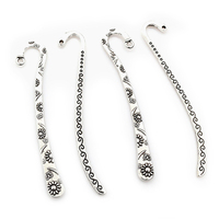 10pcs Vintage DIY Bookmark Charms Flower Antique Silver Plated Zinc Alloy Pendant for Bookmarks Metal Jewelry Accessories