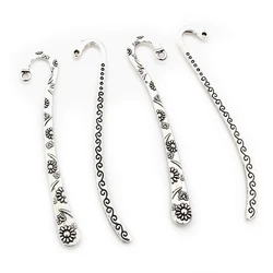 10pcs Vintage DIY Bookmark Charms Flower Antique Silver Plated Zinc Alloy Charms Pendant for Bookmarks Metal Jewelry Accessories