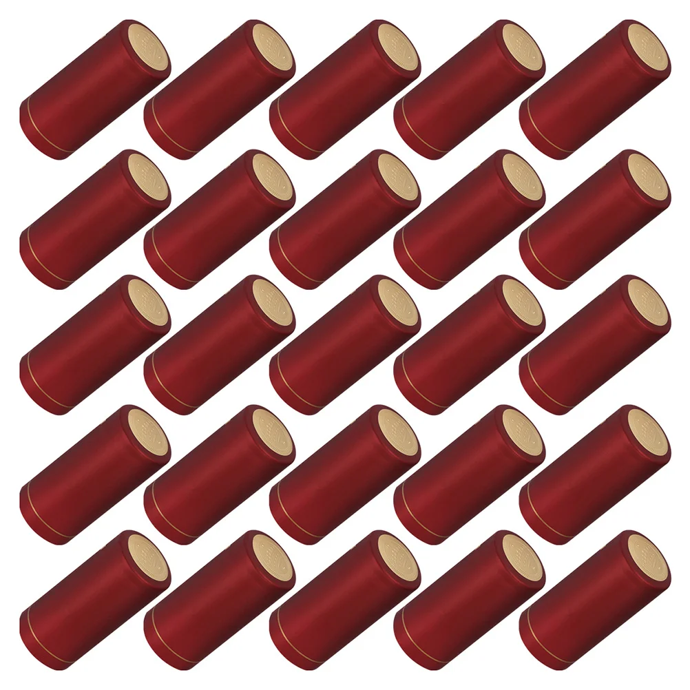

100 Pcs Heat Shrink Tubing Red Sealing Film Tops Plastic Bottles with Lids