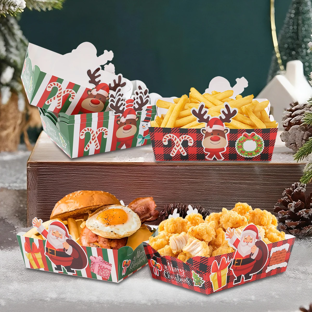 24 Stuks Kerst Mini Snack Tray - Xmas Food Snacks recensie en prijs