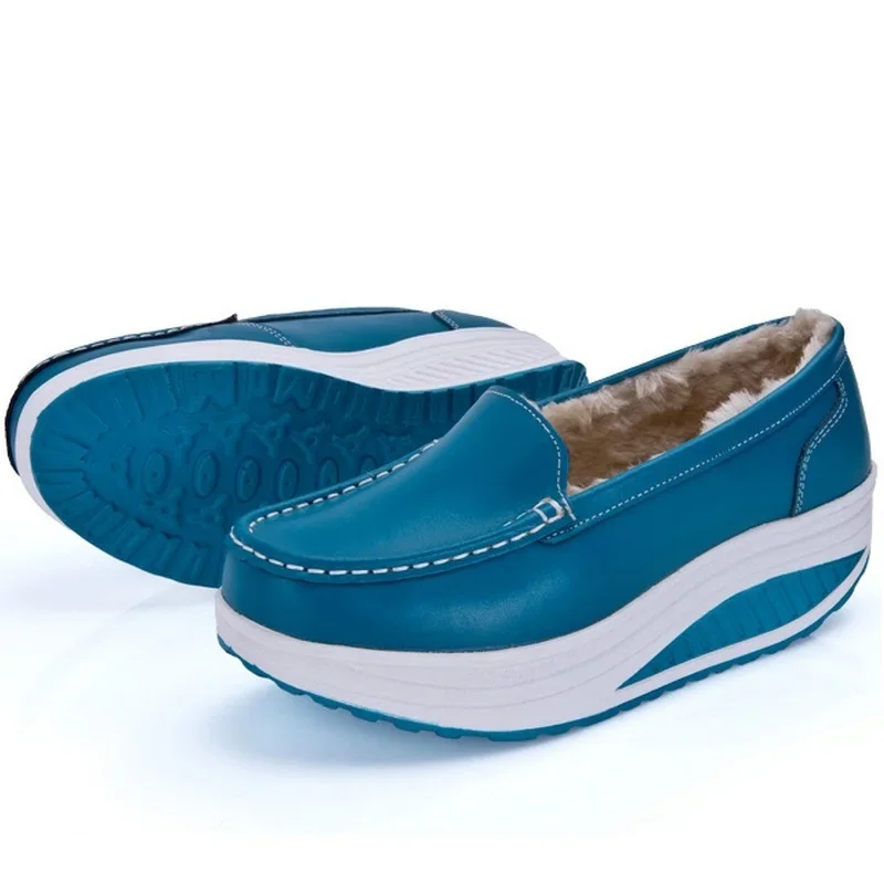 TIMETANG Winter Women Slip On Warm Shoes Lady Running Shoes Plush Fur Height Increasing Sneakers Slip Resistant Swing ShoesE790