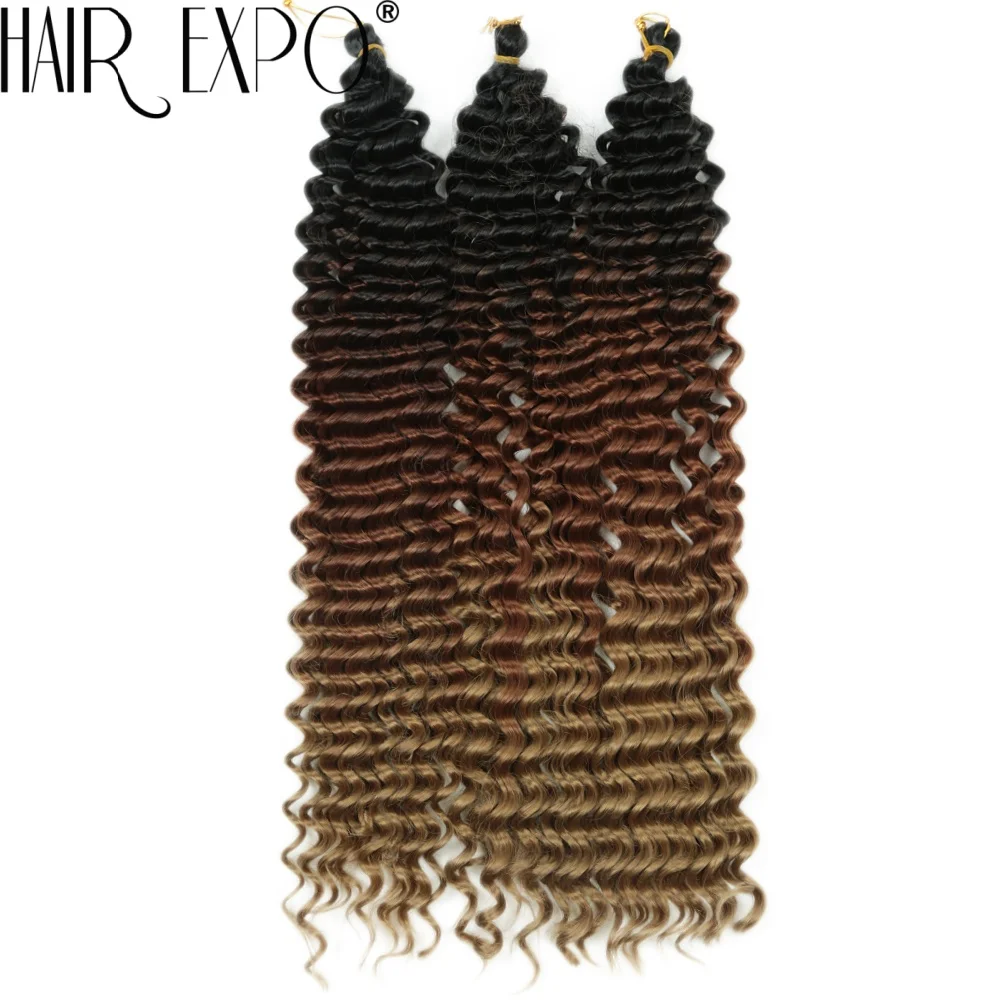 

Синтетические волосы для плетения крючком 22 дюйма, глубокая волна, кудри, омбре, водная волна, для женщин