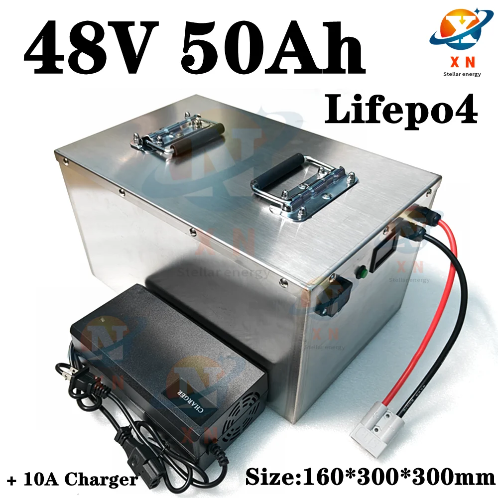 lifepo4 High capacity 48V 50AH Lifepo4 battery 48V 40AH battery pack BMS 3000w AGV Shuttle car energy storage + 10A Charger