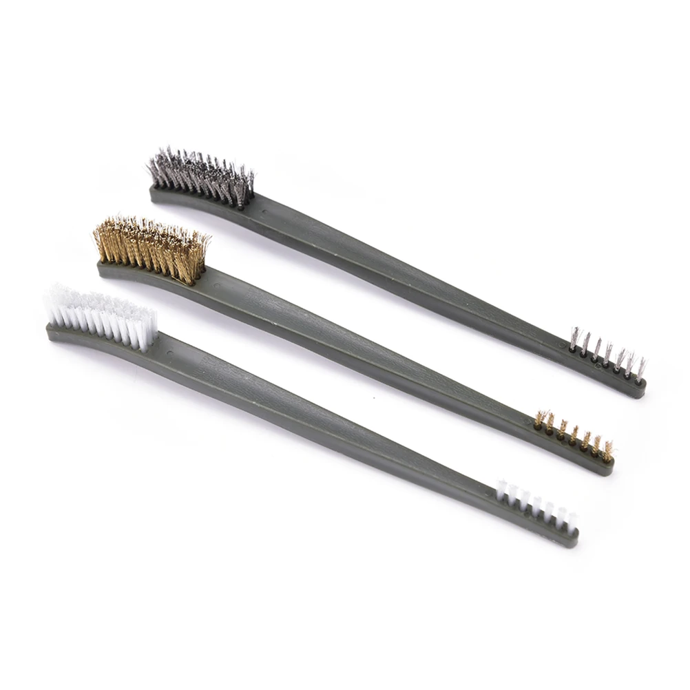 Double-end 3pcs Steel Wire Brush & 4pcs Nylon Pick Set Universal Hunting Gun Cleaning Kit Tactical Rifle Gun Cleaning Tool