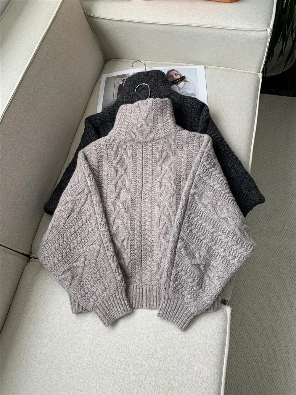 Women\'s Knitted Cardigan Lapel Long Sleeve Cashmere Wool Sweater Coat 24 High quality women\'s clothing