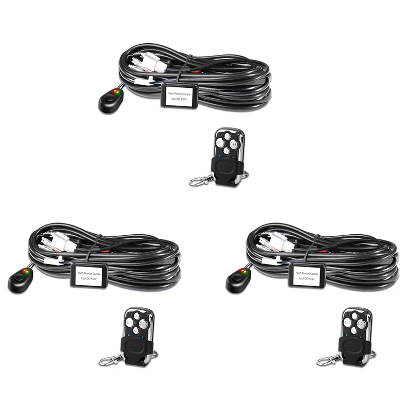 

3X LED Light Bar Wiring Harness Kit 2 Leads 18 AWG Universal LED Wiring Harness Relay On & Off Switch Wiring Harness