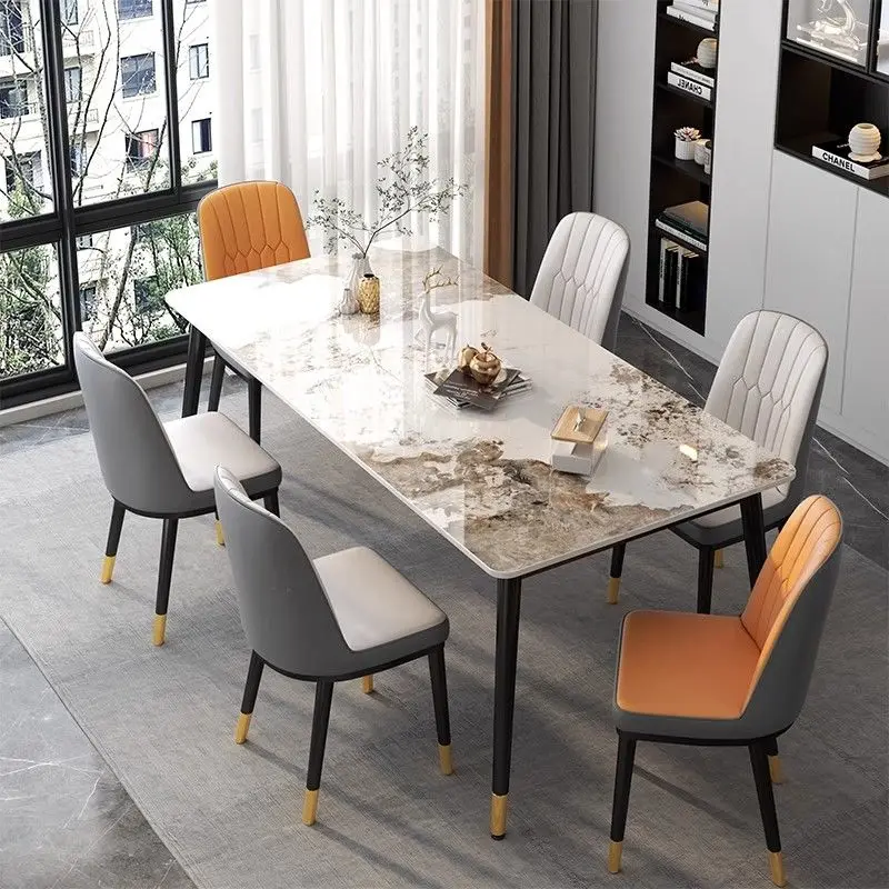 Metal Nordic Dining Table Kitchen Luxury Design Rectangular Table Set Living Room Modern Mesa De Comedor Restaurant Furniture