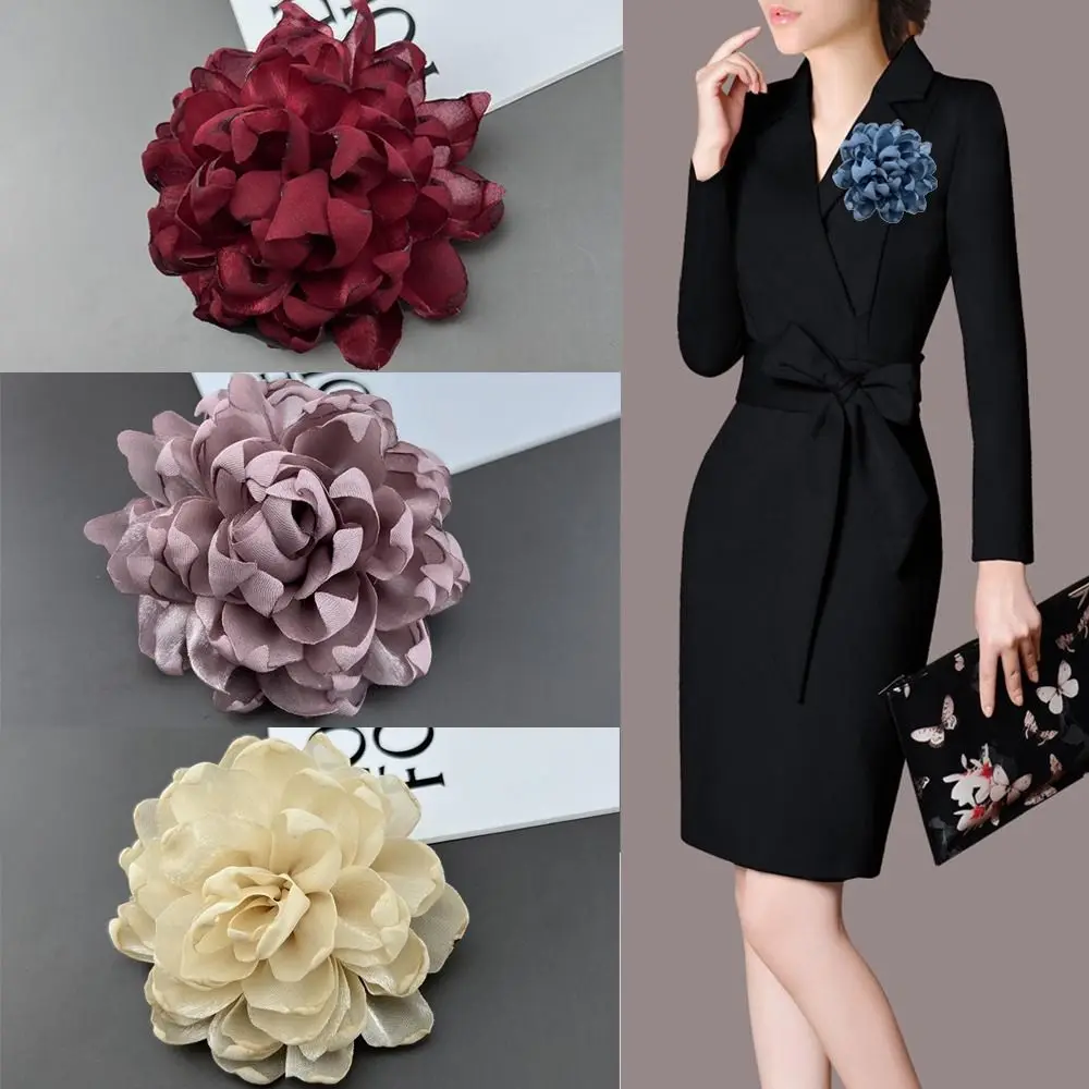 Gifts Multi-layer Large Flower Brooch Fabric Handmade Lapel Pins Jewelry Accessories Suit Sweater Coat Brooches Party