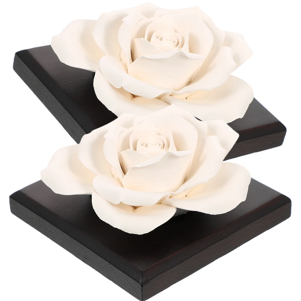 

2 Pcs Ceramic Rose Perfume Ornaments Diffuser Oil Home Body Office for Desk Flower Diffusers Porcelain