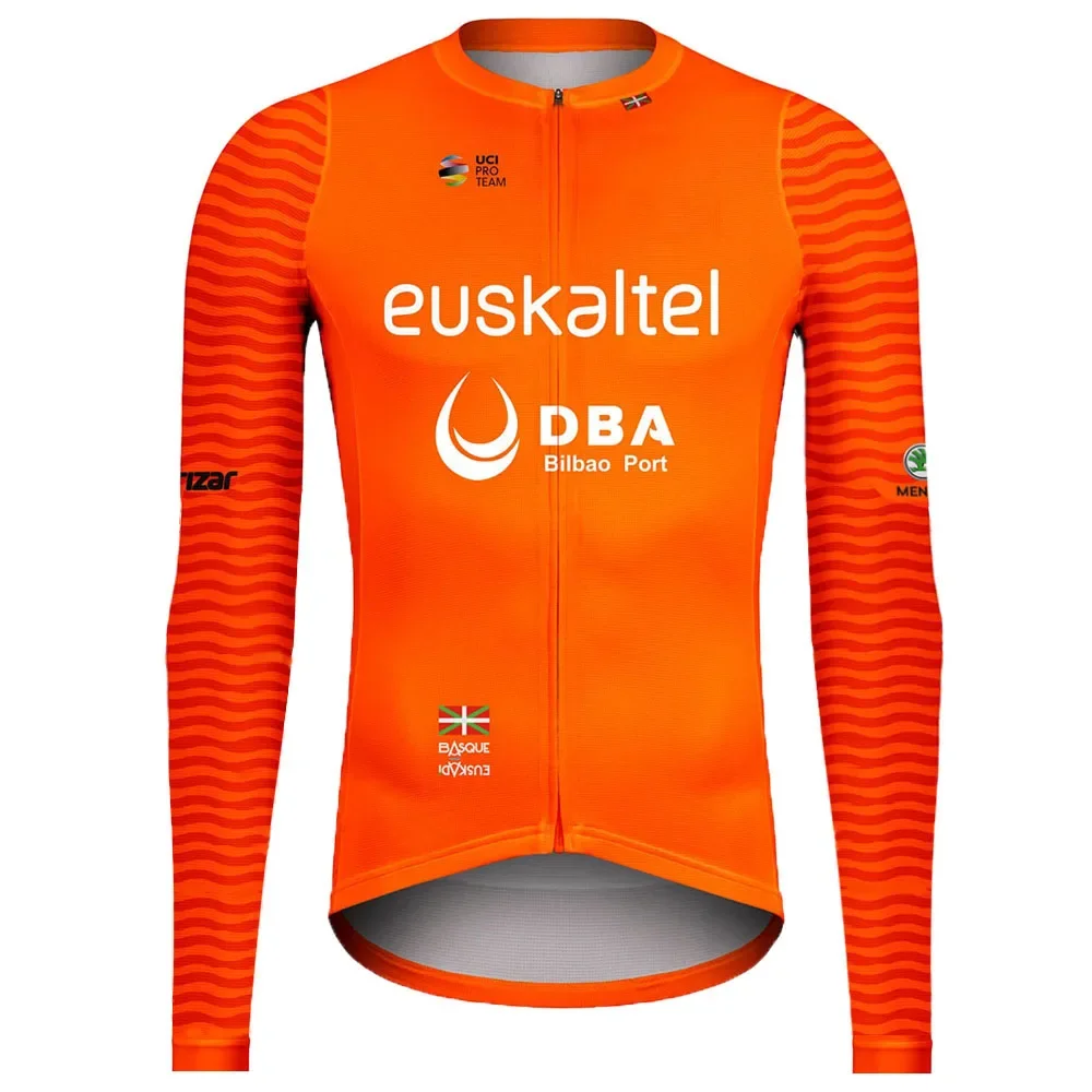 WINTER FLEECE THERMAL Euskaltel DBA Team Orange Cycling Jersey Long Sleeve Bicycle Clothing With Bib PANTS Ropa Ciclismo