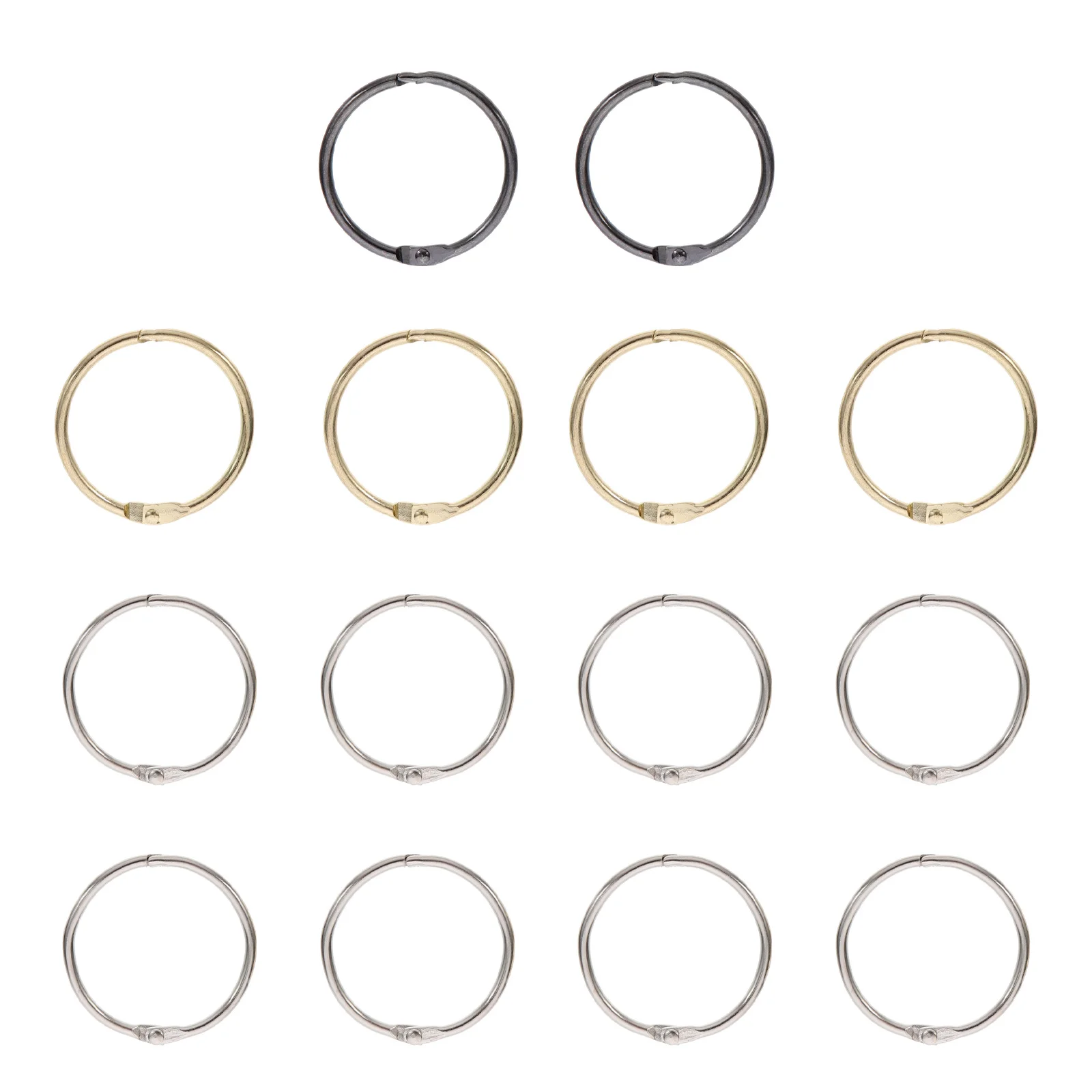 Anéis de pasta de folhas soltas, 14 peças, metal 30mm, fácil operação para estudantes, professores, notebook, acessórios de pasta, anéis de metal