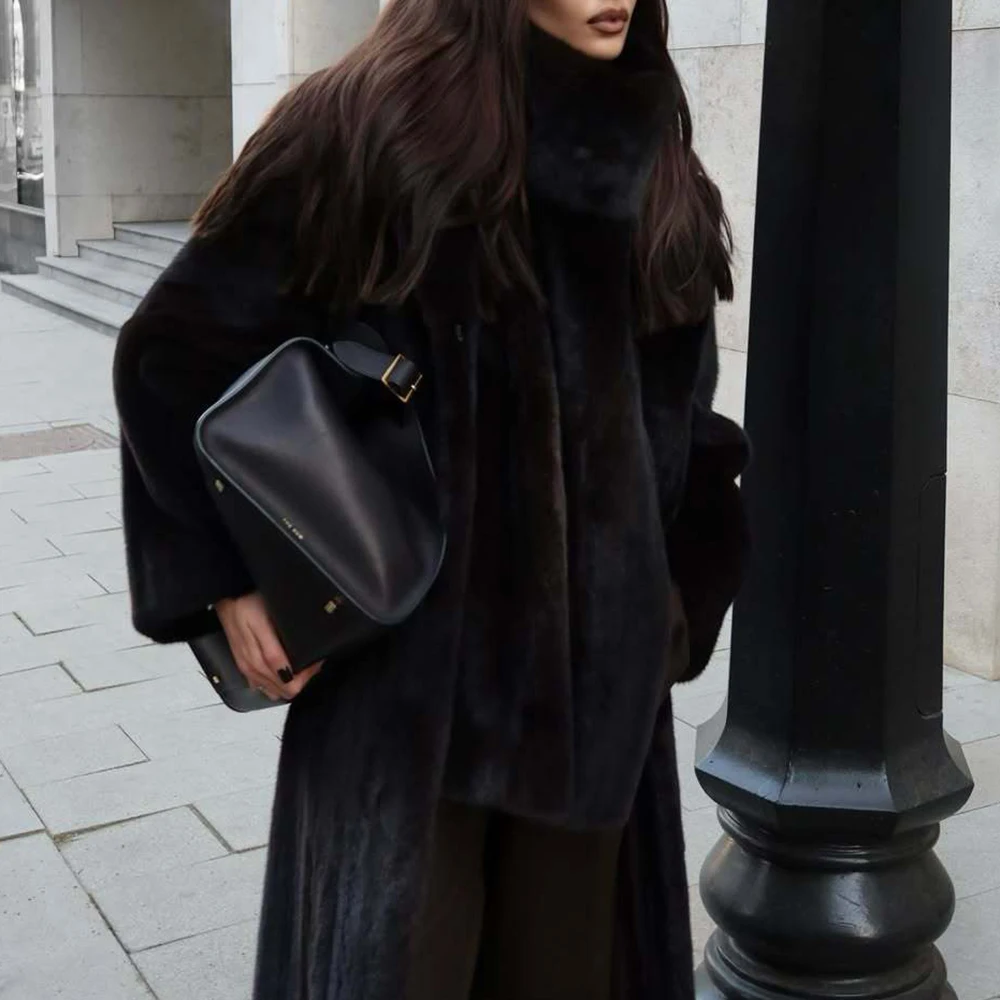 Kamizelka futrzana z wysokim kołnierzem w jednolitym kolorze, damska, wygodna, ciepła odzież wierzchnia, moda w stylu europejsko-amerykańskim.