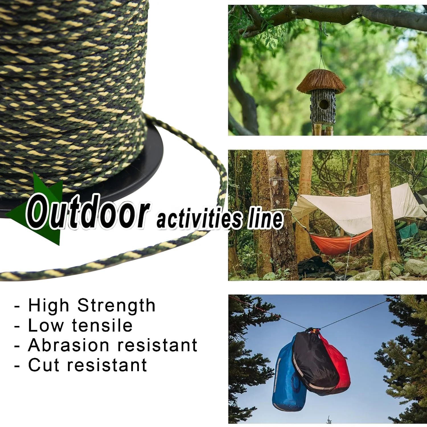 9KM 100-1000ポンド ケブラー コード-カモ ケブラー ライン 超強力、軽量、耐摩耗性 サバイバルロープ キャンプ、戦術装備用