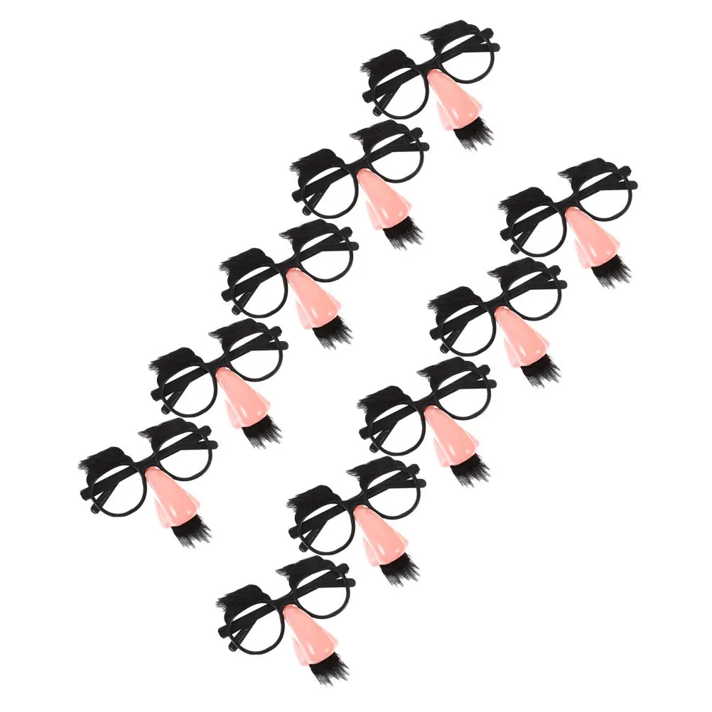 

10Pcs Big Nose Halloween Glasses Funny Trick Glasses Old Man Costume Eyeglasses Mustache Eyebrows Party Props Dress Up