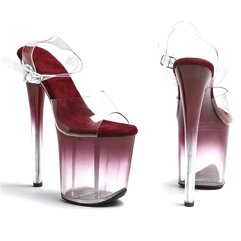 Leecabe 8Inch/20cm PVC upper Transparent blue gradient Platform party High Heels Shoes Pole Dancing Shoes