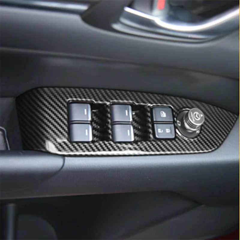 For Mazda CX-5 CX5 KF 2017-2023 2024 Carbon Fiber Window Lift Switch Panel Cover Trim Sticker Car Interior Accessories
