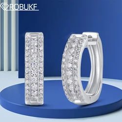 D Color VVS All Moissanite Hoop Earrings for Women Lab Diamond 925 Sterling Silver 18K White Gold Plated Wedding Jewelry Gift