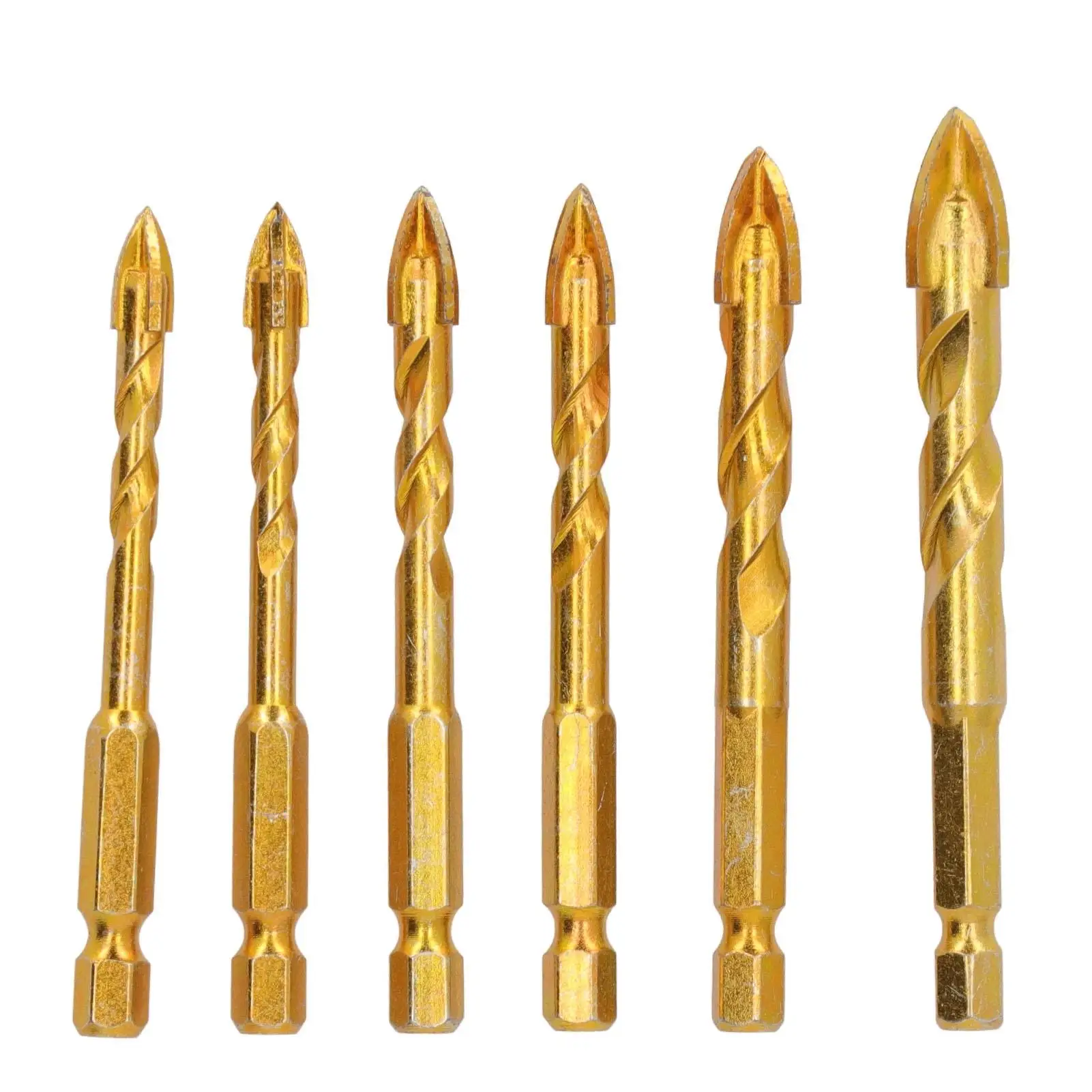 

6Pcs Carbide Hex Shank Spearhead Drill Bits for ceramic , Marble & Glass Cutting