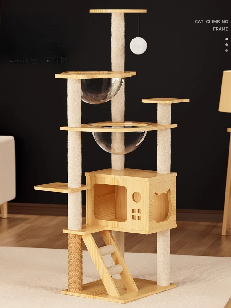 

Cat climbing frame scratching board shelf does not occupy space capsule skypost cat jumping platform cat toy