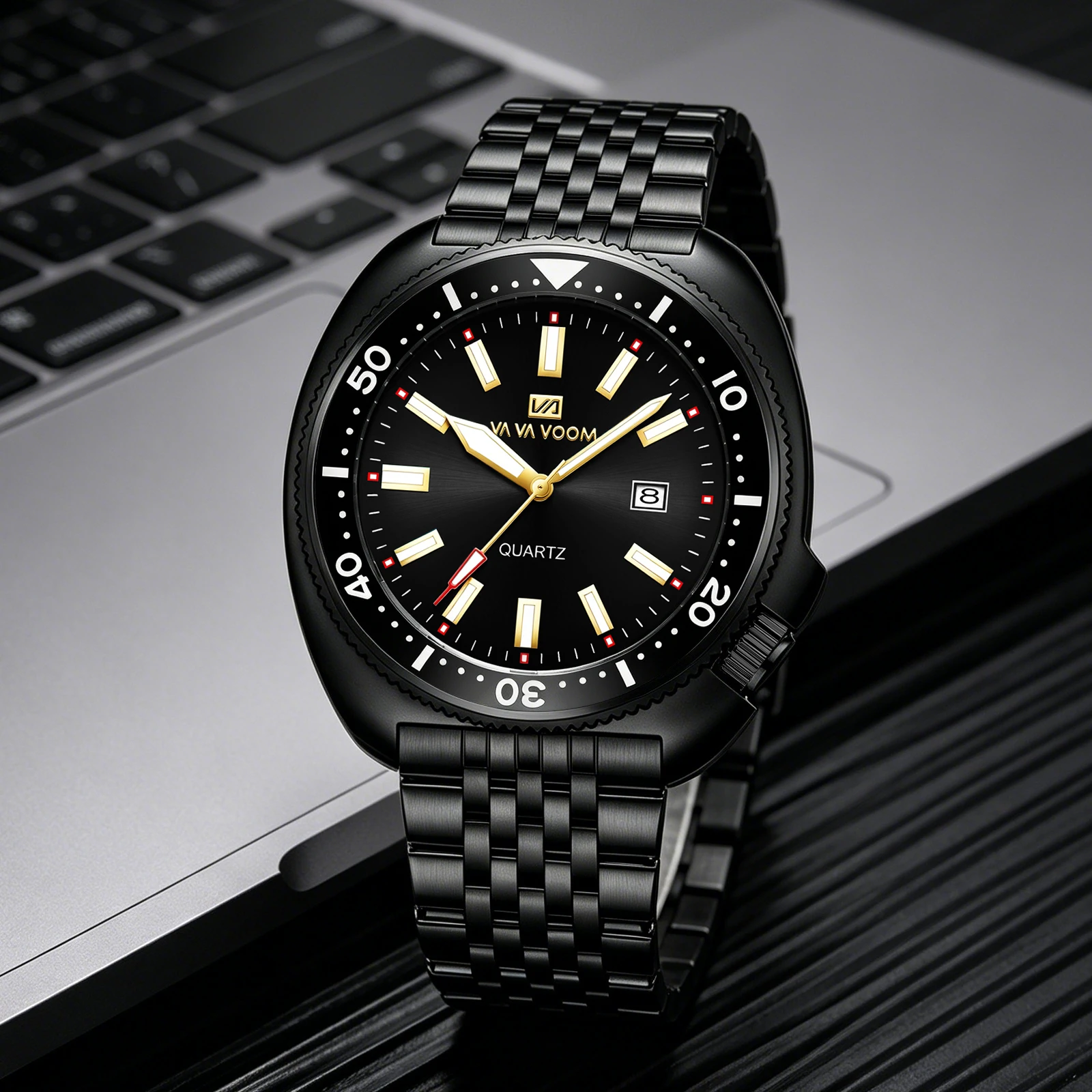 VA VA VOOM Hot Selling Original Colorful Gradient Blue Surface Quartz Watch Men Fashion Stainless Steel Watch Men AAA Clock Gift