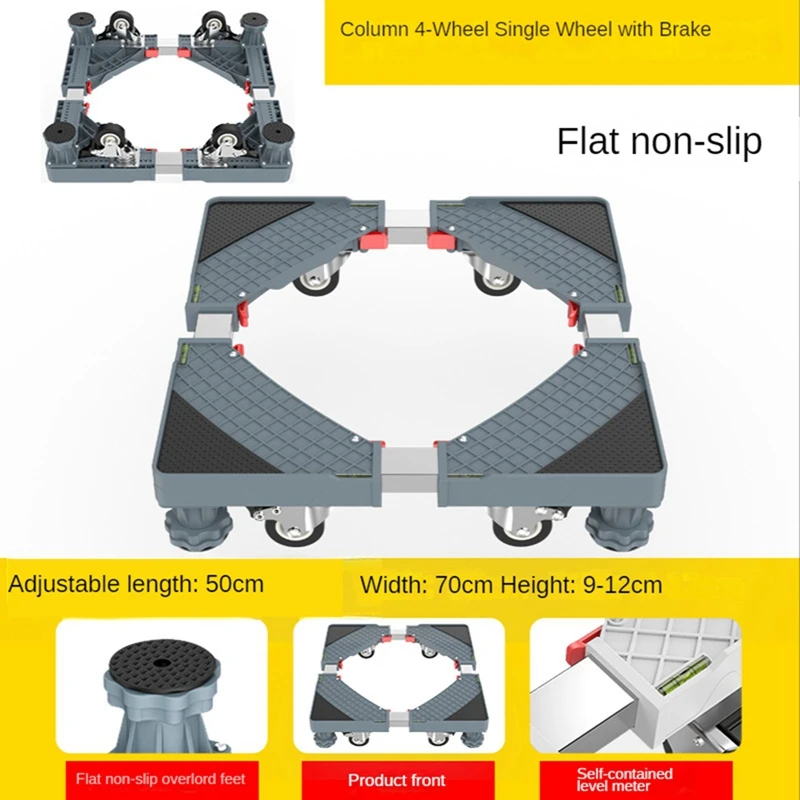 Extendable Washing Machine Base With Wheels Non-Slip Anti-Vibrator Mobile Base For Washing Machine Bathroom