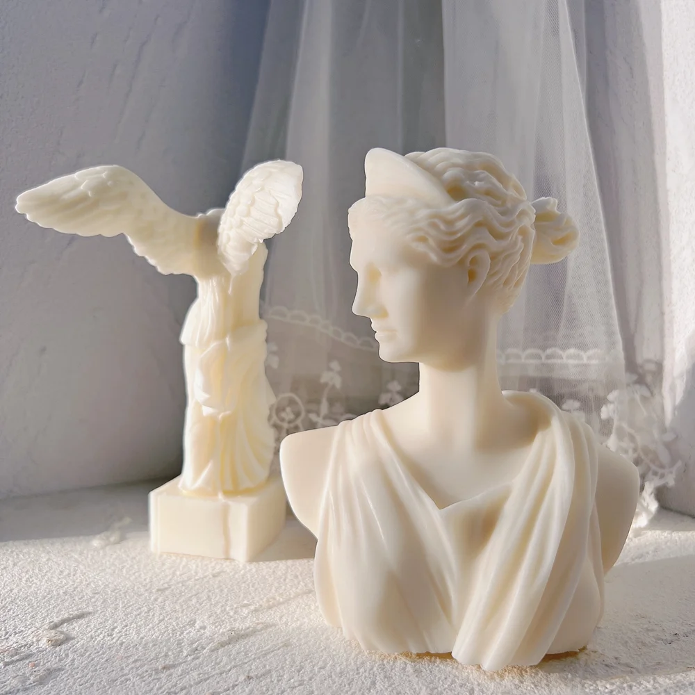 Samothrac Winged Victory Candle Mold Greek Statue Goddess Silicone Mold Winged Angel Figurine Sculpture Art Wax Candles Mould