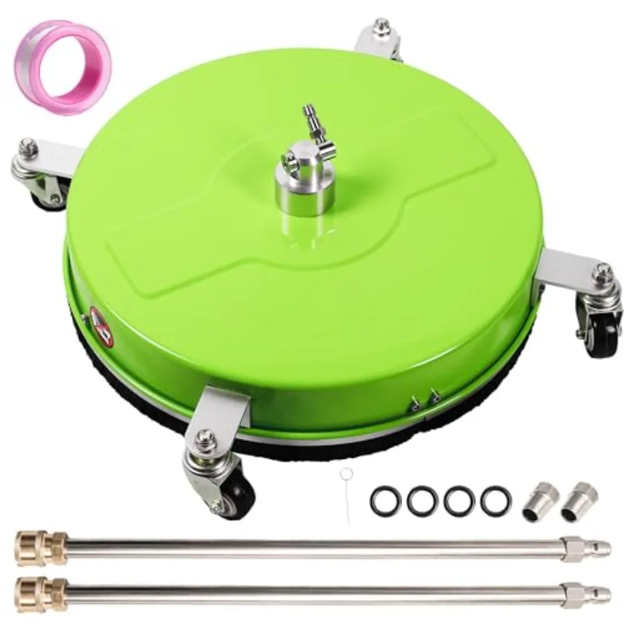 

17" Pressure Washer Surface Cleaner with 4 Wheels Coated Green Stainless Steel Power Washer Surface Cleaner for Driveway Sidewa