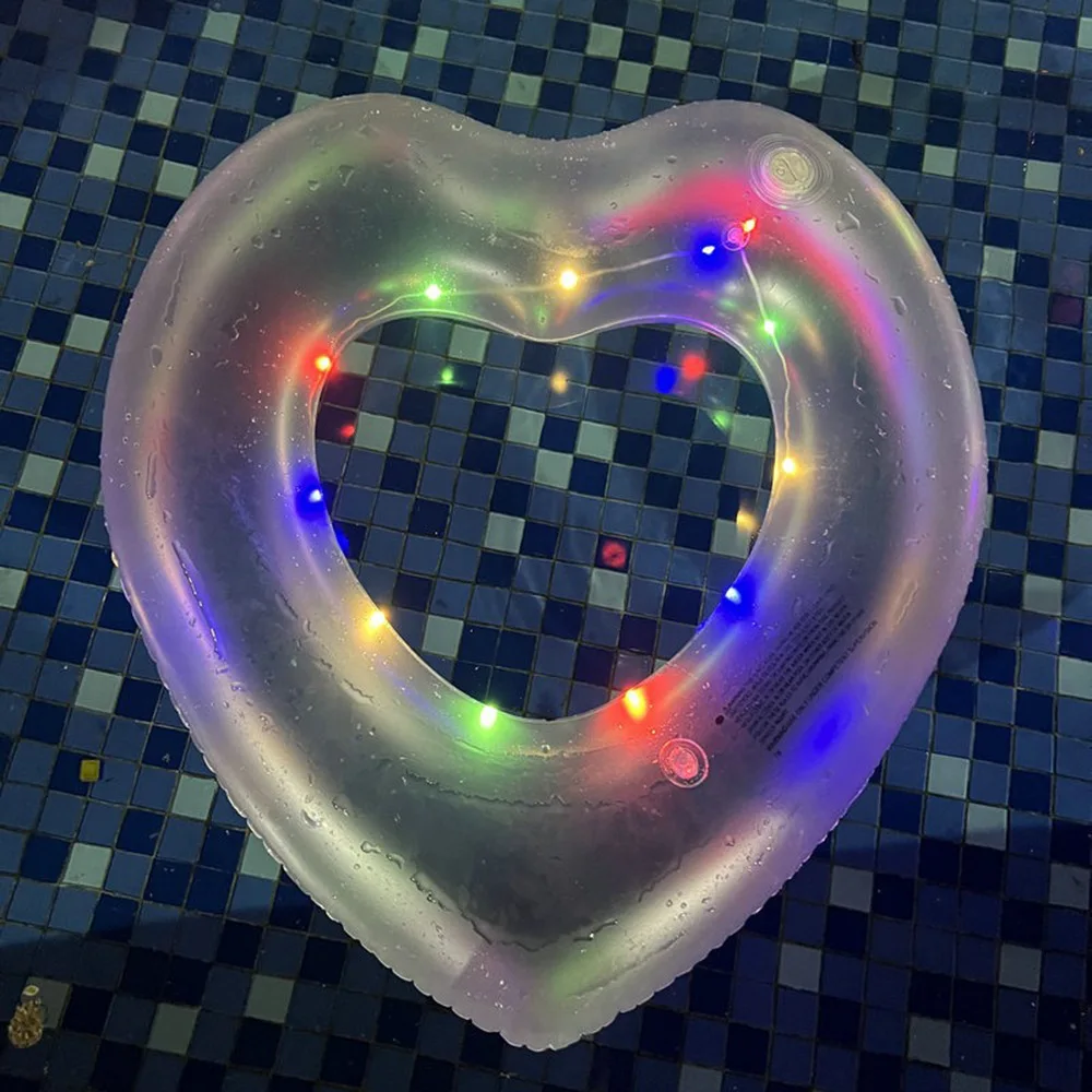 LED Herz Schwimmbad Schwimmer Liegen Rohr Wasser Spaß Strand Party Spielzeug für Kinder Sommer Strand aufblasbare Schwimm röhre mit Lichtern