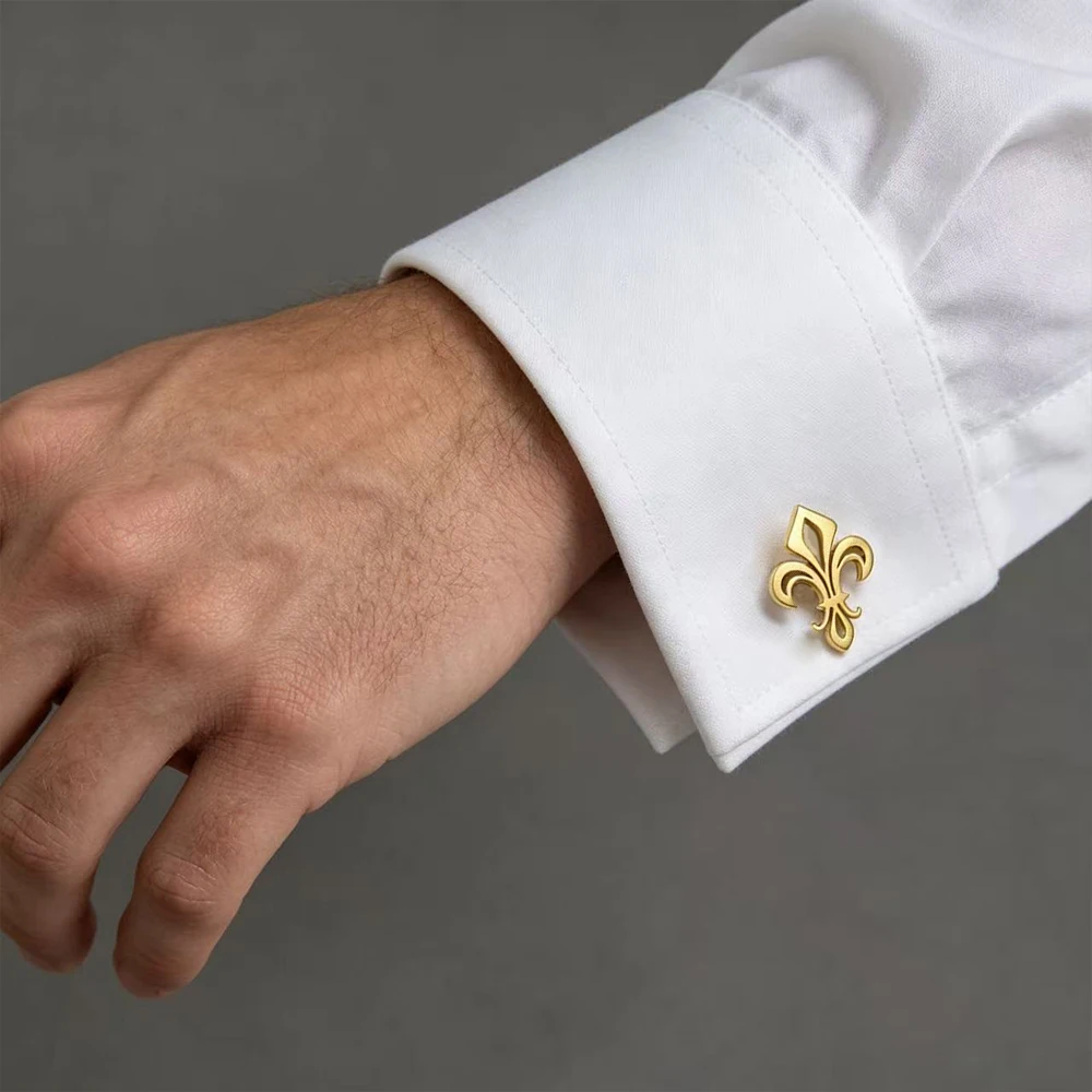 Herren-Manschettenknöpfe aus Edelstahl mit Lilienblüten-Motiv, Personalisierte Anzug-Accessoires, Geburtstagsgeschenke