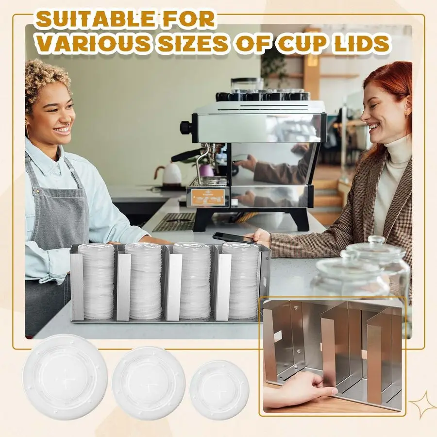 4-х отделений, диспенсер для чашек из нержавеющей стали с регулируемыми перегородками, серебряный держатель для чашек и крышек, органайзер для хранения крышек для кабины