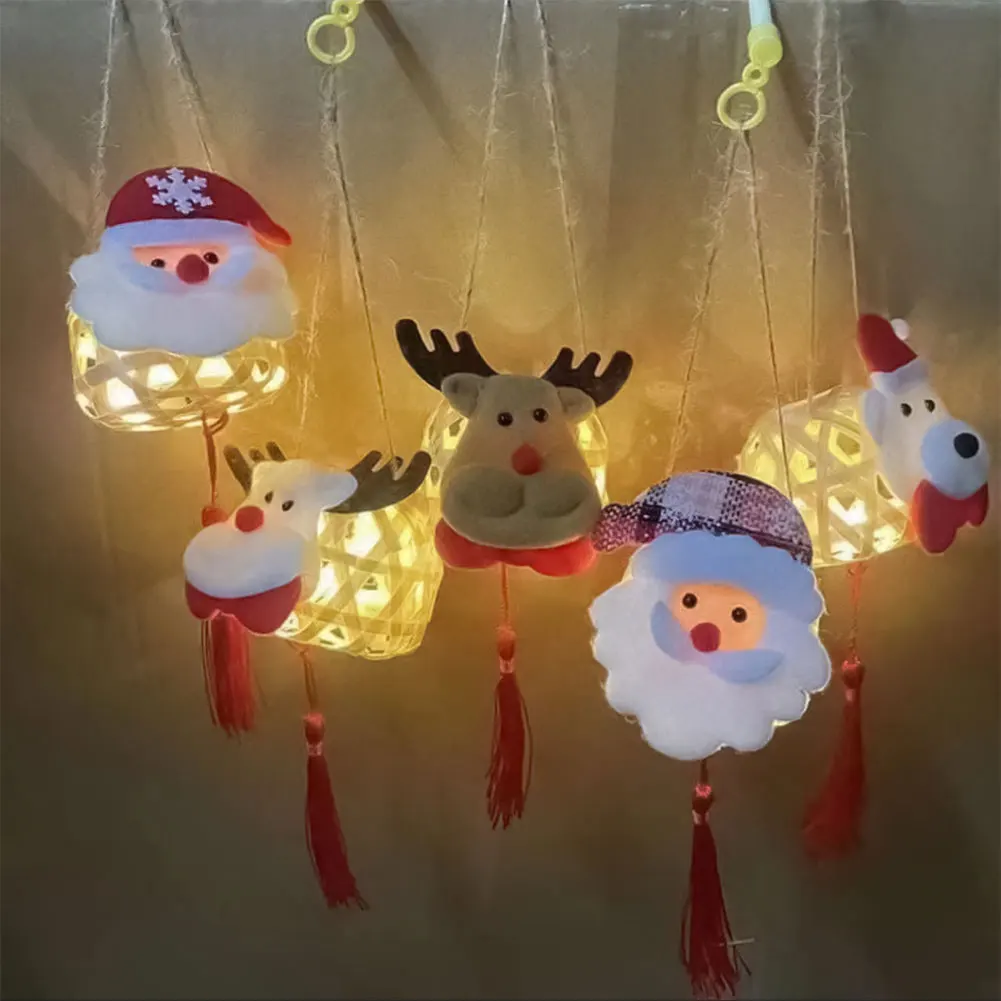 Lanterne tissée en bambou de Noël avec lumières LED, tissage créatif, déterminer la petite lanterne pour la décoration de fête de festival