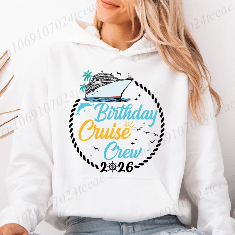 

Толстовки с капюшоном для женщин Birthday Crew 2026, толстовки для команды на мой день рождения, толстовки с капюшоном для семейных вечеринок, толстовки для друзей на круиз
