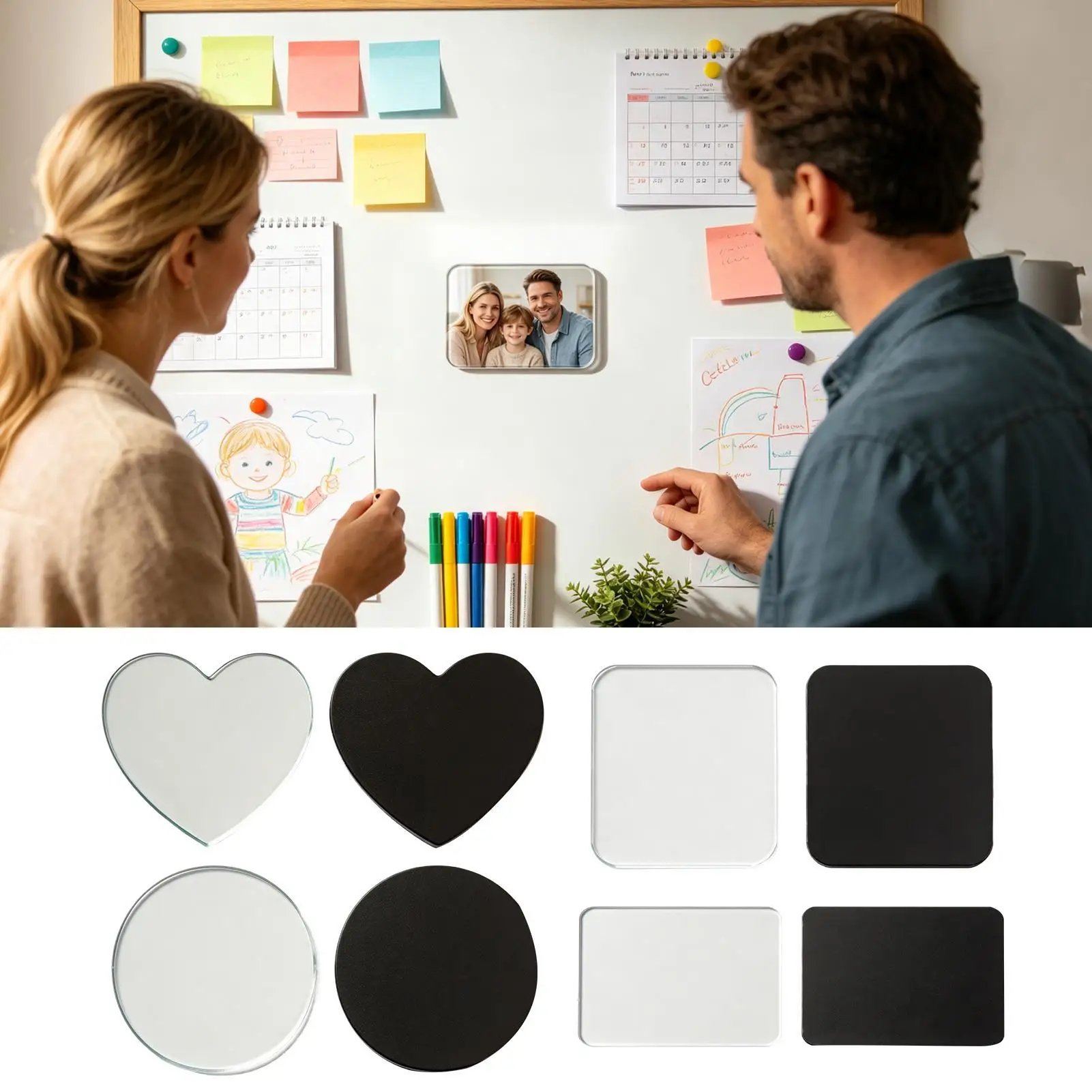 Acrylic Self-Adhesive Photo Frame Magnets, DIY Refrigerator Magnetic Frames, Creative Decor for Kitchen, Lockers & Cabinet
