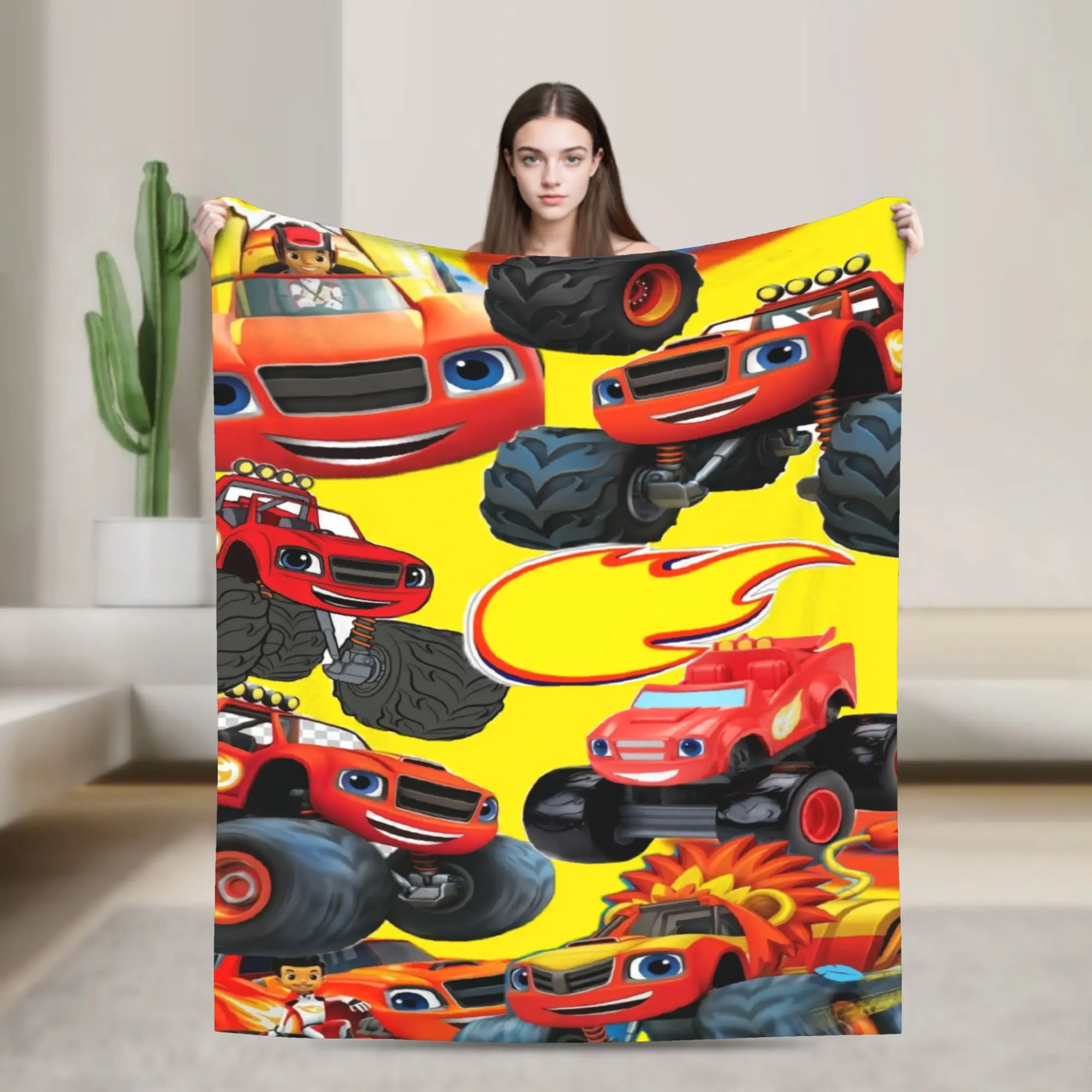 Blaze and the Monster M-Machines  Flannel Blanket Super Soft Throw Blanket for Living Room Picnic Trend Bedspread Sofa Bed Cover