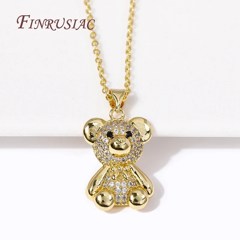 Multi Styles Fashion Bears Pendats Necklace Female 18K Gold Plated Thin Chain Necklaces for Women Valentine's Day Gifts Jewelry