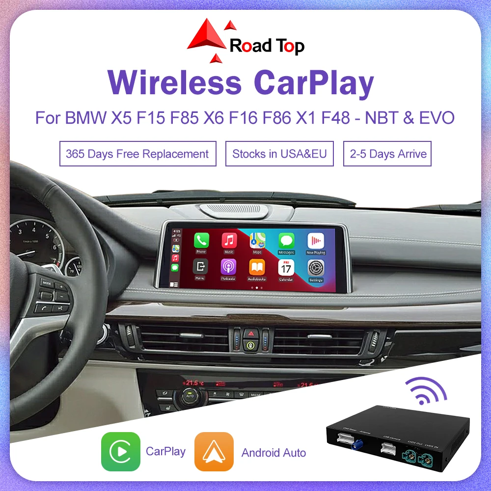 Wireless CarPlay for BMW X5 F15 F85 X6 F16 F86 2014-2020 X1 F48 2016-2020 NBT EVO Android Auto Mirror Link AirPlay USB