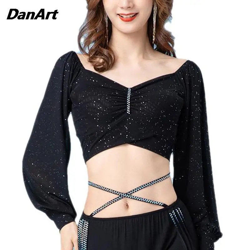 

Women Belly Dance Romantic French Style Tops Stage Performance Dance Costumes Dance Group Uniform Dance Practice Training Suit