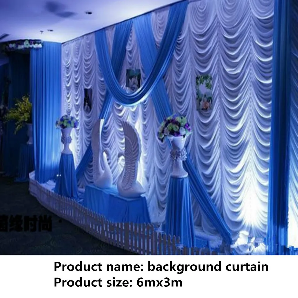 

3mX6m Ice Silk Burgundy Wedding Backdrop Drape Curtains with White Yarn for Party Event Stage Background Wall Decor