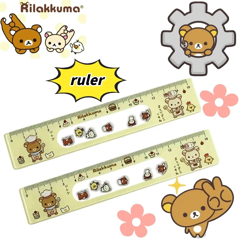 Cute Rilakkuma Chef Image Straight Edge Anime Surrounding Students Measuring Drawing High Beauty Stationery Hand Tools Gifts