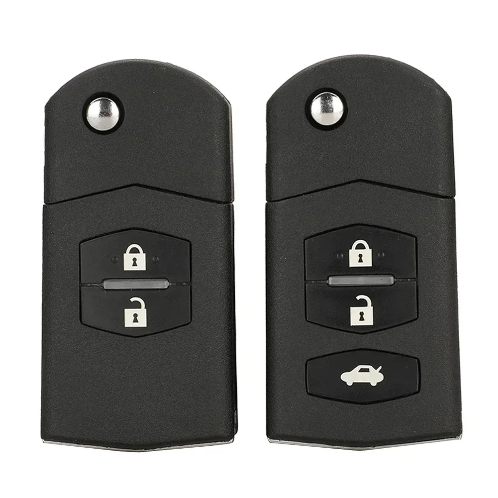 2 3 botões remoto chave fob caso escudo dobrável flip para mazda 2 3 5 6 CX-7/CX-9/MX-5 com peças de reposição de lâmina sem cortes