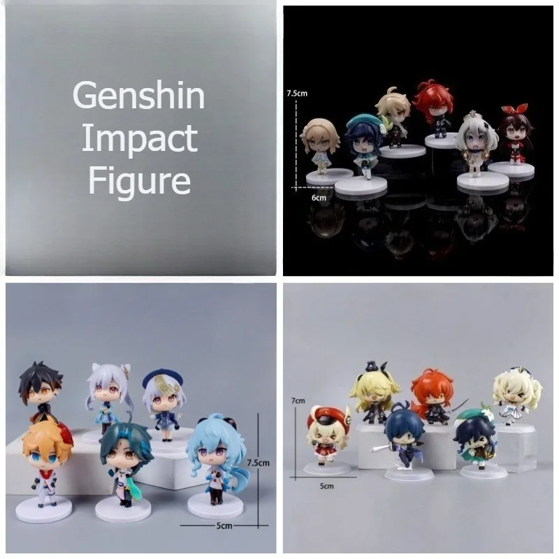 6 шт./компл. Genshin Impact Zhongli Xiao Qiqi Paimon аниме фигурка милый ПВХ экшн-модель Q-версия персонаж куклы игрушка для подарка
