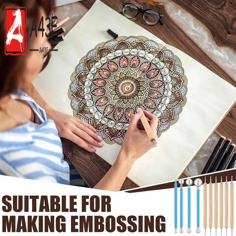 

A43F-6 наборы инструментов для точечной живописи, 60 шт., инструменты для моделирования глины, керамики, инструменты для тиснения, инструменты для нанесения точек из глины для рисования