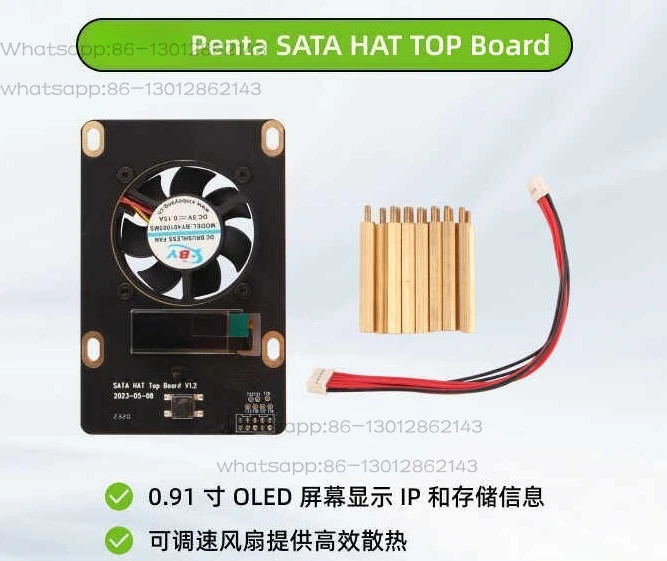 SATA HAT TOP board for Penta SATA HAT extended IP display and cooling