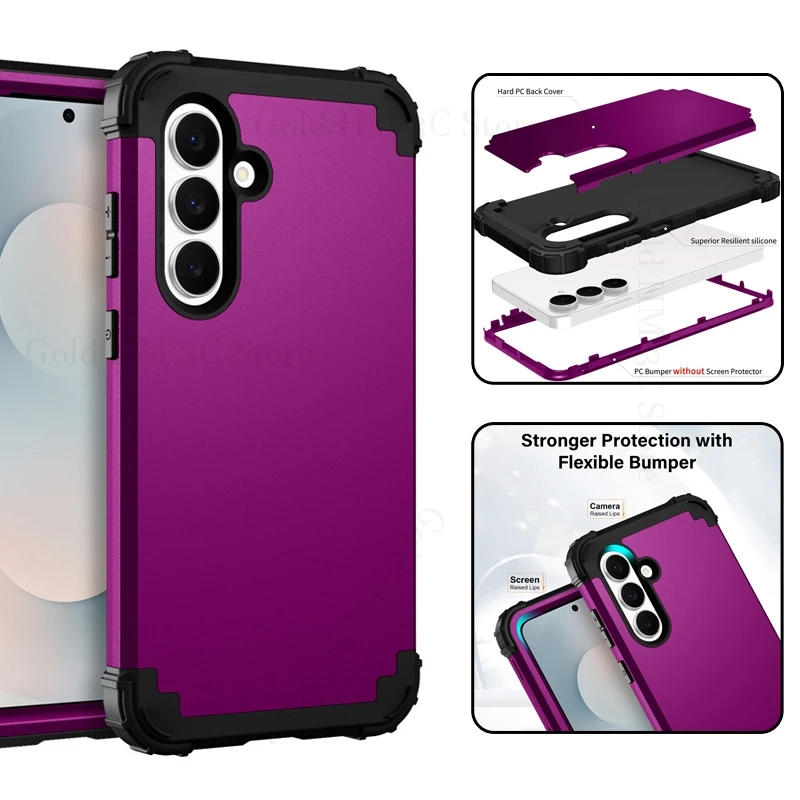 

3 in1 Armor Shockproof Rugged Phone Case For Samsung S25 FE S24 Ultra S23 Plus S25 Edge Four Corners Heavy Duty Protection Cover