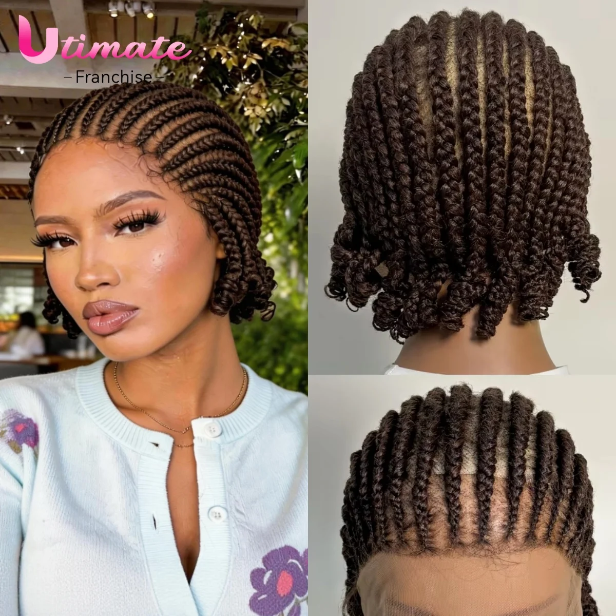 

Синтетический парик с плетеными косами без узлов, на полной сетке, с детской прядью волос, ручной работы, для чернокожих женщин