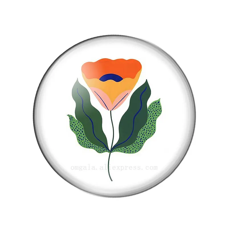 Beautiful Art Flower Illustrations 10pcs 12mm/14mm/16mm/18mm/20mm/25mm Round photo glass cabochon demo flat back Making findings